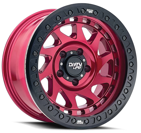 Dirty Life Enigma Race 9313 17X9.0 6X139.7  ET-38 Crimson Candy Red/ Beadlock