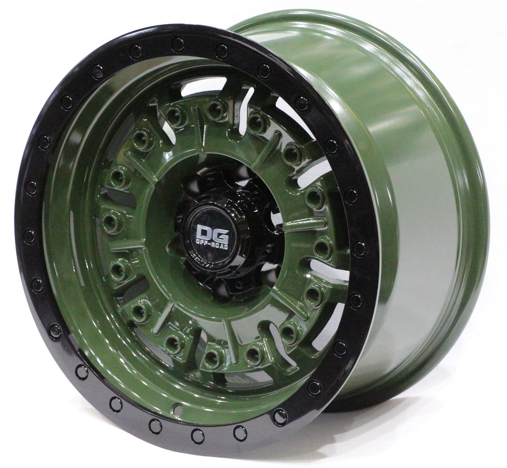DG 55250 17X9.0 6X139.7 ET-12 Green / Black Lip