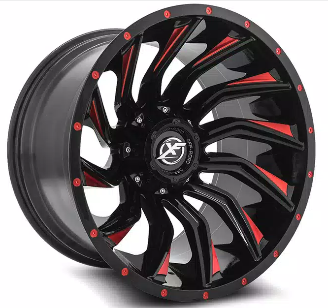 XF 224 20X12 6X139.7 ET-44 Gloss Black / Milling Red